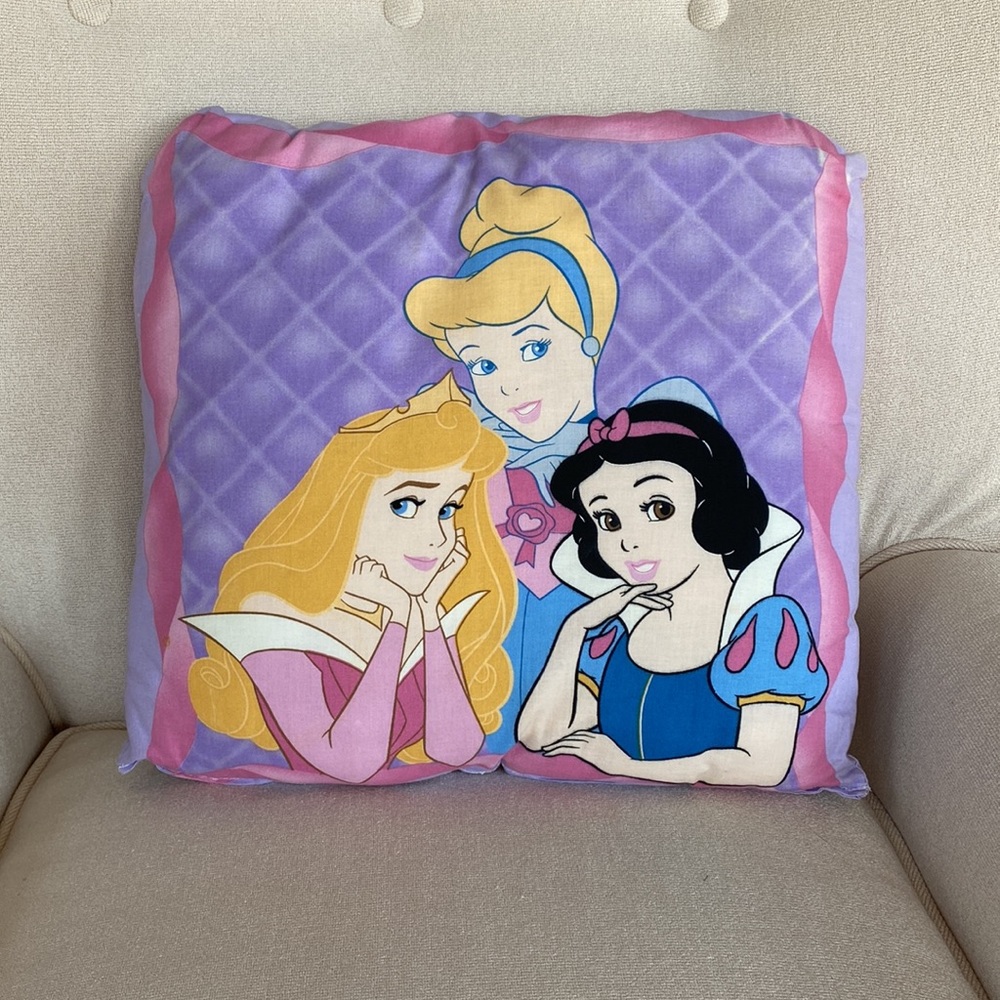 Disney Princesses Reversible Pillow: Cinderella Belle Snow White Seeping Beauty